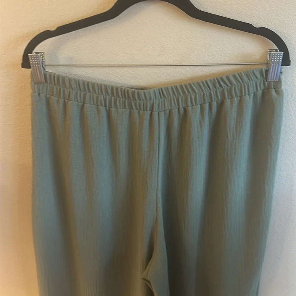 Ces Femme Wide Leg Pull On Pants Olive Side Pockets Womens Size Large - Picture 8 of 10